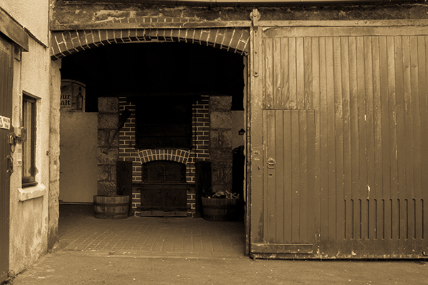 The Kiln Room door at Knockdhu Distillery in Scotland.