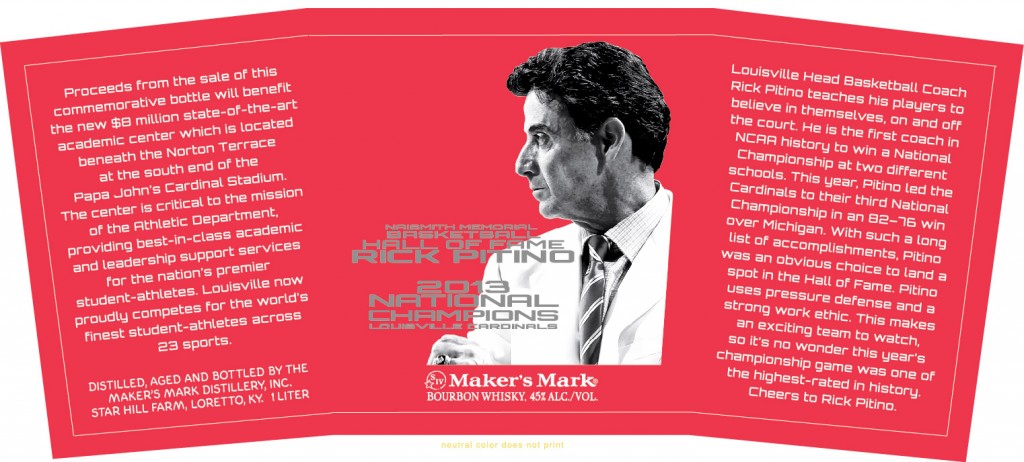 Maker's Mark Rick Pitino commemorative bottle. Image provided by TTB.gov. 