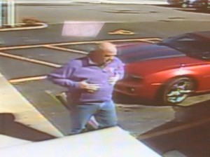Surveillance video from a liquor store in Elizabethtown, KY, shows a "person of interest" in the Pappy Van Winkle theft investigation. Image courtesy Franklin County Sheriff's Department via Kentucky.com.