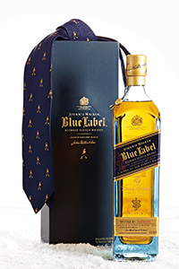 The Brooks Brothers Limited Edition Johnnie Walker Blue Label & Striding Man tie. Image courtesy Diageo.