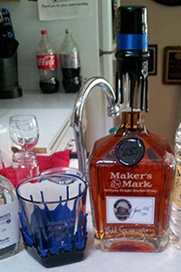 A bottle of the Maker's Mark Jason Ellis memorial edition in the Bardstown Police headquarters. Photo courtesy WDRB-TV.