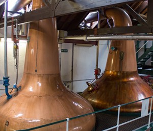 The still room at Speyburn Distillery in Rothes, Scotland. Photo ©2011 by Mark Gillespie. 