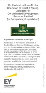 The legal notice offering Bladnoch Distillery for sale as a going concern. Courtesy Ernst & Young. This is not a paid advertisement.