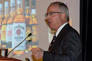 Beam's Bill Newlands speaks during the 2013 World Whiskies Conference April 4, 2013 in New York City. Photo ©2013 by Mark Gillespie.