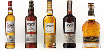 The new bottles for the Dewar's range of blended Scotch whiskies. Image courtesy Dewar's/Bacardi.