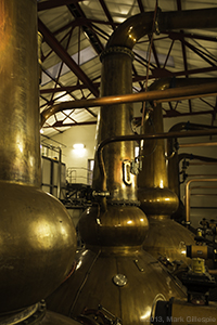 The stillhouse at Mortlach Distillery in Dufftown, Scotland. Photo ©2013 by Mark Gillespie. 