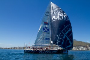 The Old Pulteney-sponsored yacht and her crew during the 2013-14 Clipper Round The World Race. Image courtesy Old Pulteney/Inver House Distillers. 