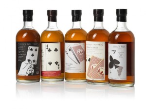 This 5-bottle "poker straight" from the Ichiro's Malt series sold for $20, 546 at Bonhams in Hong Kong August 15, 2014. Image courtesy Bonhams. 