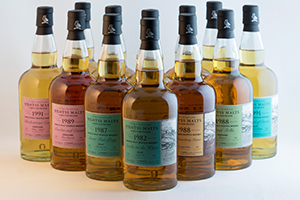 The latest batch of single cask Scotch whiskies from Wemyss Malts. Image courtesy Wemyss Malts. 