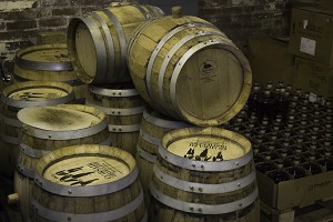 Stacks of barrels at Corsair Artisan Distillery's facility in Bowling Green, Kentucky. Photo ©2013 by Mark Gillespie. 