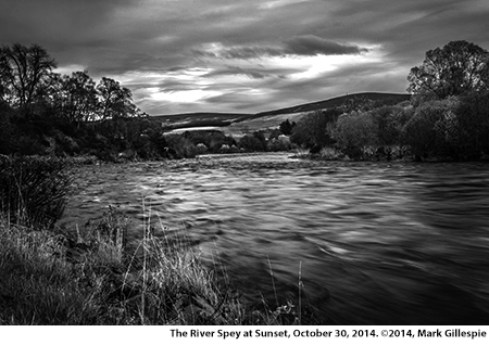 The River Spey at Sunset, October 30, 2014. Photo ©2014 by Mark Gillespie. 