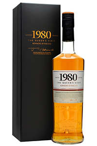 Bowmore 1980 "The Queen's Visit". Image courtesy Speciality Drinks, Ltd/The Whisky Exchange. 