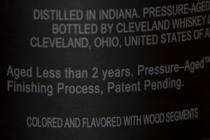 A Cleveland Whiskey age statement that would not comply with the TTB's updated labeling guidelines. Photo ©2015 by Mark Gillespie. 