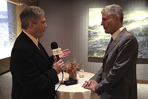 WhiskyCast's Mark Gillespie interviews Anthony Bourdain March 10, 2015 in New York City. Photo ©2015, CaskStrength Media.