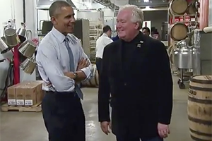 US President Barack Obama tours the Cleveland Whiskey manufacturing facility with founder Tom Lix on March 18, 2015. Photo courtesy The White House. 