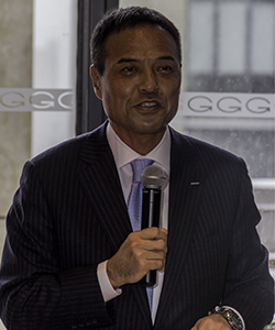 Suntory Holdings CEO Takeshi Niinami during a speech in New York City March 20, 2015. Photo ©2015 by Mark Gillespie.