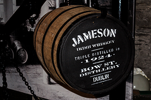 A Jameson cask on display at the Old Jameson Distillery in Dublin. Photo ©2011 by Mark Gillespie.