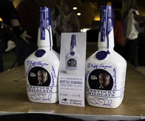 Two of the 2015 Maker's Mark Keeneland Bottles honoring longtime University of Kentucky basketball coach Adolph Rupp. Photo ©2015 by Mark Gillespie. 