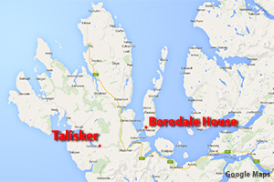 A map showing the location of the proposed Raasay Distillery on Scotland's Isle of Raasay. Map courtesy Google Maps.