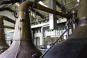 The stillroom at Diageo's Linkwood Distillery in Elgin, Scotland. Photo ©2015 by Mark Gillespie.