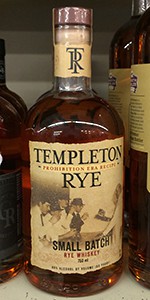 This Templeton Rye bottle shown on a retailer's shelf includes the language that must be changed as part of the settlement agreement. Photo ©2015 by Mark Gillespie.