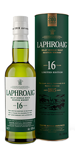 Laphroaig 16 Islay Single Malt Scotch Whisky. Image courtesy Laphroaig/Beam Suntory. 