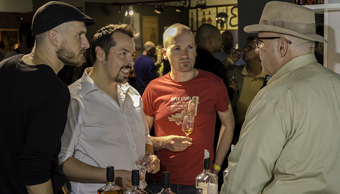 Dad's Hat Distiller Herman Mihalich describes his whiskies to Whisky Live Paris attendees. Photo ©2015 by Mark Gillespie.