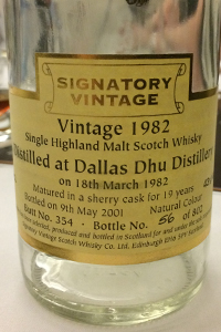 Signatory Vintage Dallas Dhu 1982 Single Cask. Photo ©2015 by Mark Gillespie. 