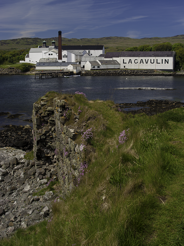 Lagavulin Distillery as seen from the ruins of Dunyvaig Castle. Photo ©2010 by Mark Gillespie.