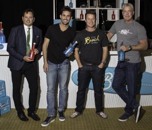 Beach Whiskey founders (from left) Smoke Wallin, Jake Owen, Billy Bush, and Andrew McGinnis. Photo ©2016, Mark Gillespie/CaskStrength Media.