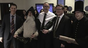 Brendan McCarron (with bottle) and the Ardbeg team pose for a photo before an Ardbeg Night event in New York City May 25, 2016. Photo ©2016, Mark Gillespie/CaskStrength Media.