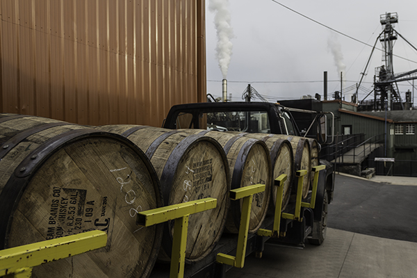 A truck hauling barrels of whiskey at the Jim Beam Distillery in Clermont, Kentucky. File Photo ©2013, Mark Gillespie/CaskStrength Media.