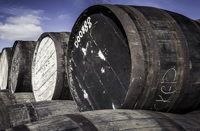 The barrel yard at Duncan Taylor's offices in Huntly, Scotland. Photo ©2016, Mark Gillespie/CaskStrength Media.