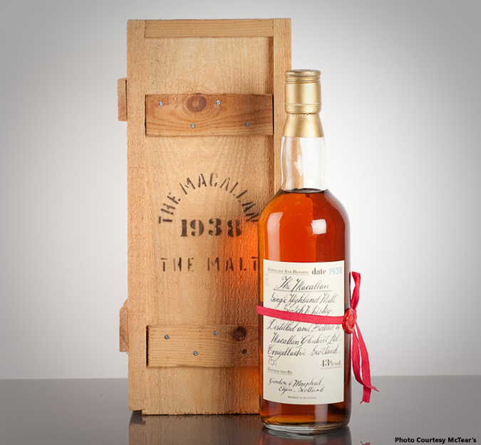 A bottle of 1938 Macallan bottled by Gordon & MacPhail that sold for £4,000 at McTear's on March 13, 2013.