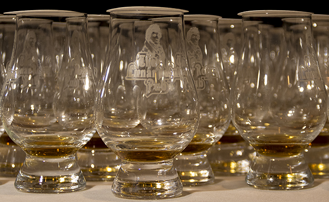 Whisky glasses at the New Brunswick Spirits Festival November 20, 2015. Photo ©2015 by Mark Gillespie.