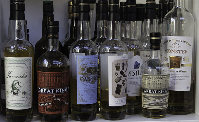 Compass Box whiskies at the company's London office. Photo ©2014 by Mark Gillespie.