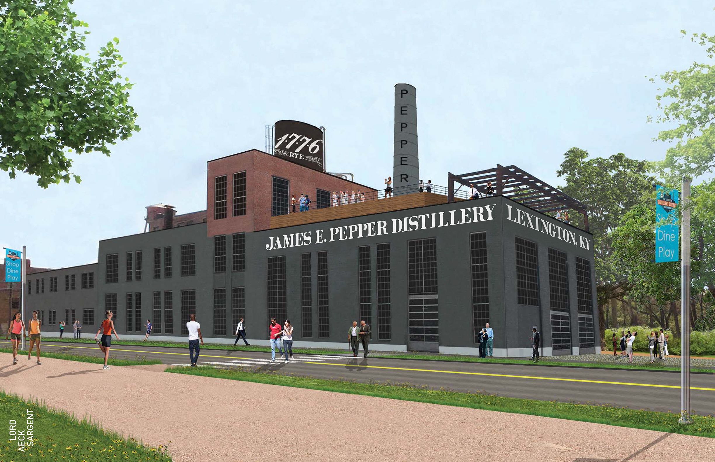 An architect's rendering of the James E. Pepper Distillery redevelopment project. Image courtesy Georgetown Trading Co.