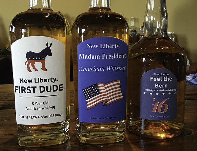 New Liberty Distillery's commemorative whiskies for the Democratic National Convention. Photo ©2016, Mark Gillespie, CaskStrength Media.