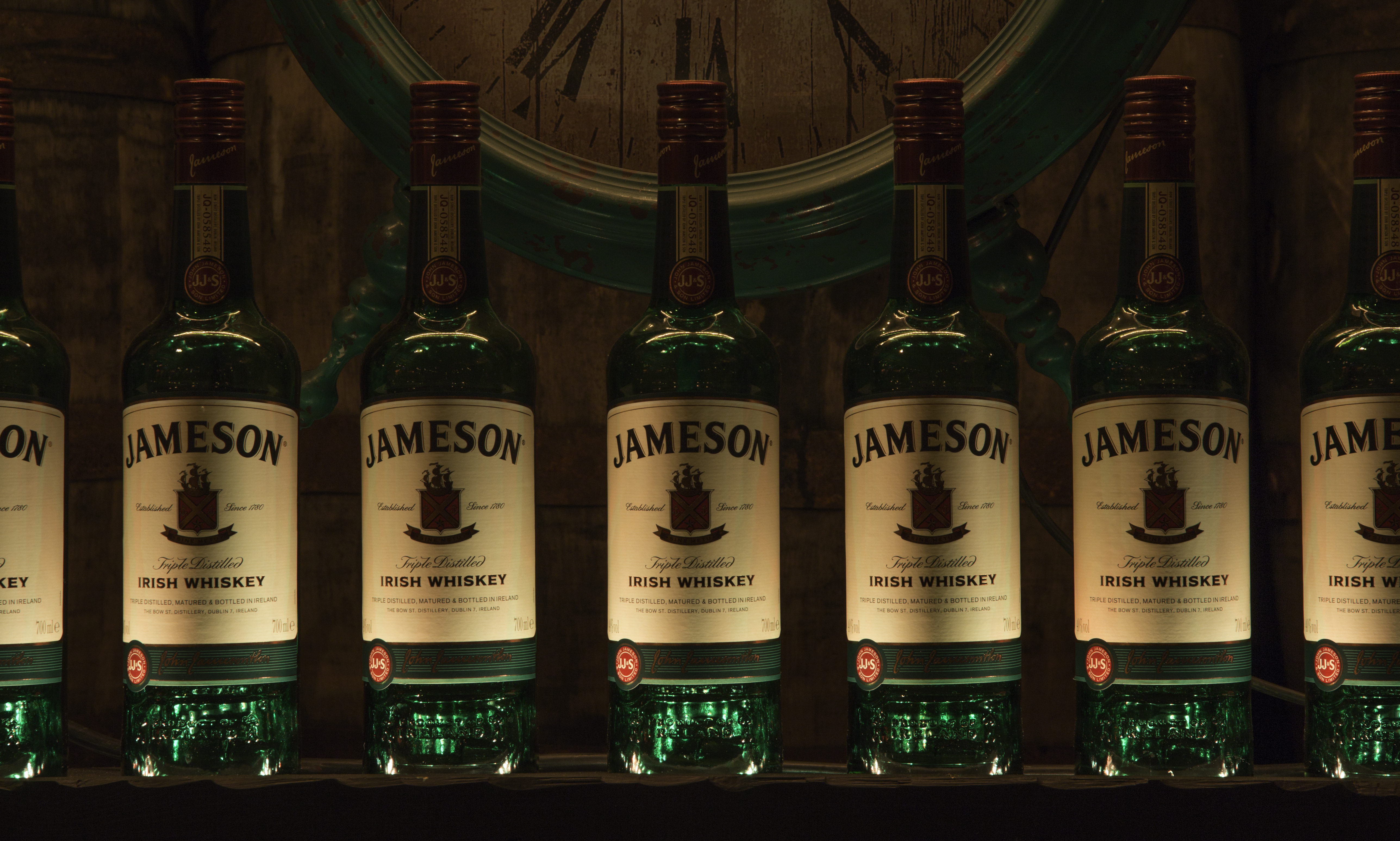 Jameson Irish Whiskey bottles on display at the Midleton Distillery in Ireland. Photo ©2014, Mark Gillespie/CaskStrength Media.