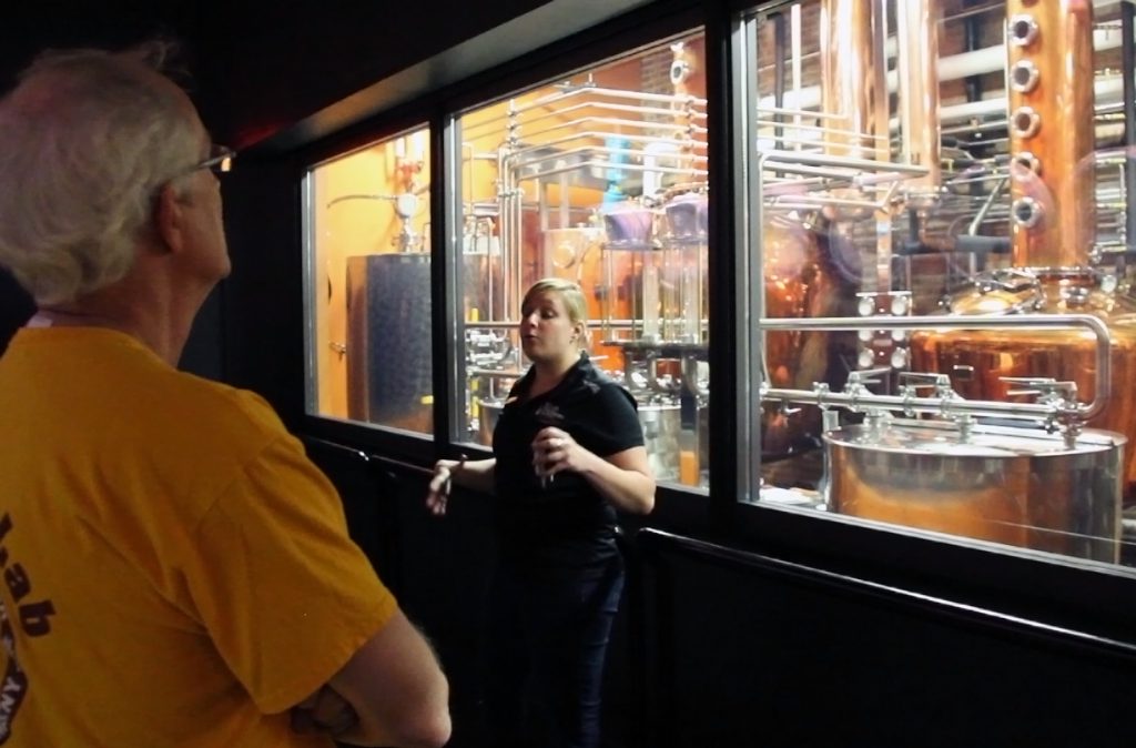 A tour guide leads visitors through the Evan Williams Bourbon Experience in Louisville, Kentucky. File photo ©2014, Mark Gillespie/CaskStrength Media.