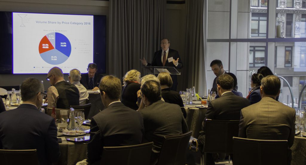 Distilled Spirits Council chief economist David Ozgo presents the group's annual economic briefing February 7, 2017 in New York City. Photo ©2017, Mark Gillespie/CaskStrength Media.