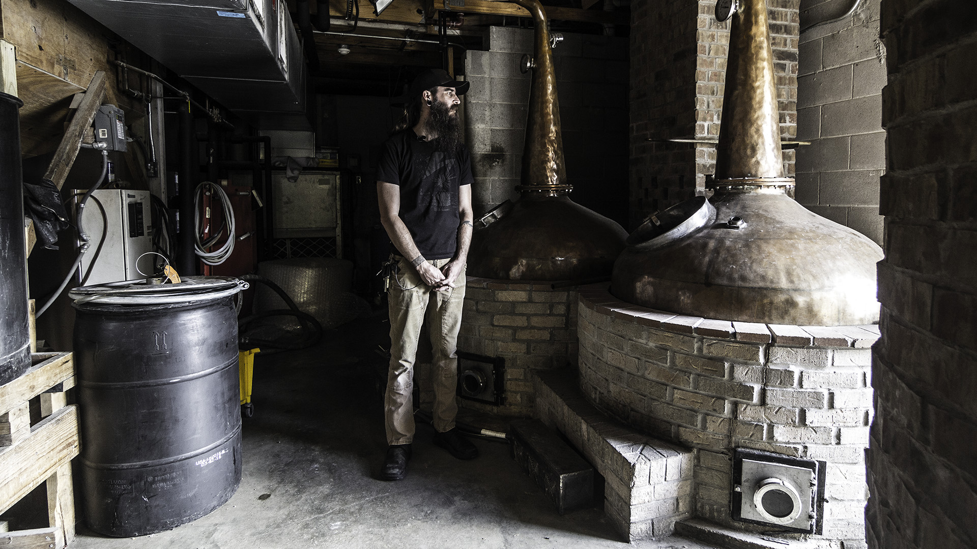 Balcones Distilling head distiller Jared Himstedt in the original Balcones distillery in Waco, Texas. Photo ©2017, Mark Gillespie/CaskStrength Media.