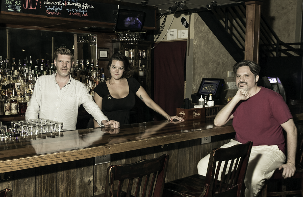 Our tasting panel for this episode (L-R): Reserve 101 owner Mike Raymond, bartender Christa Havican, and Houston whisky writer Nath Pizzolato. Photo ©2017, Mark Gillespie/CaskStrength Media.