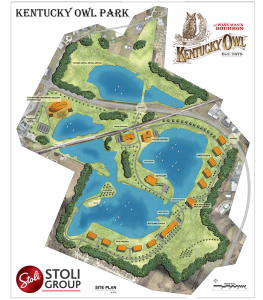 The site plan for Kentucky Owl Park in Bardstown, Kentucky. Image courtesy Stoli Group.