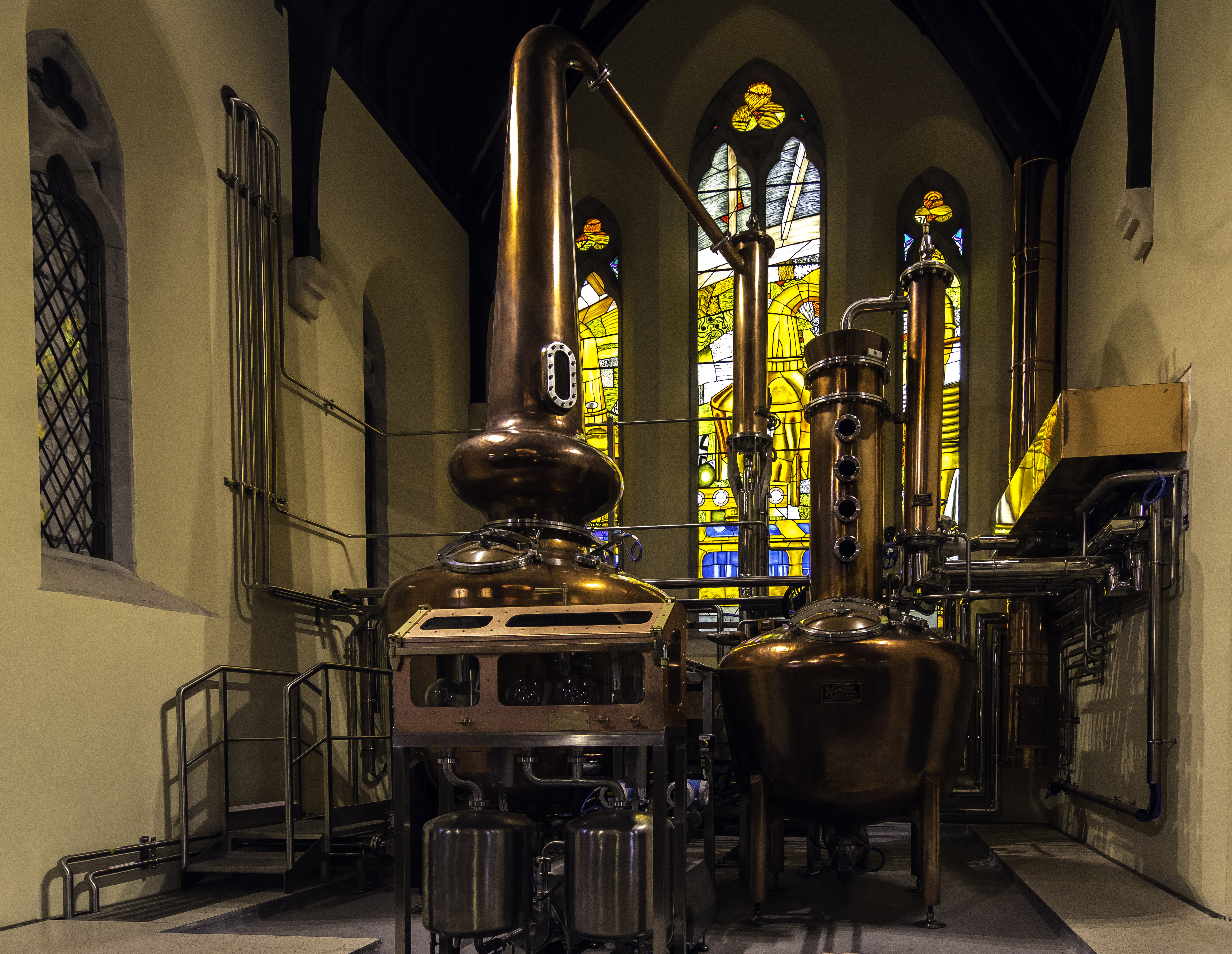 The stills at Pearse Lyons Distillery in Dublin, Ireland. Photo ©2017, Mark Gillespie/CaskStrength Media.