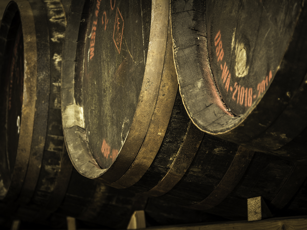 Whiskey barrels at Westland Distillery's maturation warehouse in Hoquiam, Washington. Photo ©2015, Mark Gillespie/CaskStrength Media.
