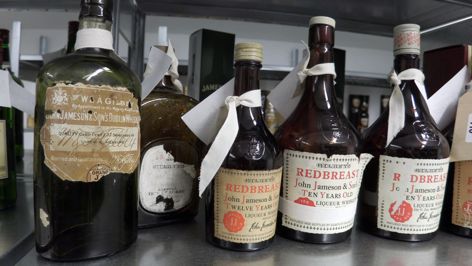 Vintage Irish Whiskey bottles in the Irish Whiskey Archive at Midleton Distillery. Photo ©2017, Mark Gillespie/CaskStrength Media.