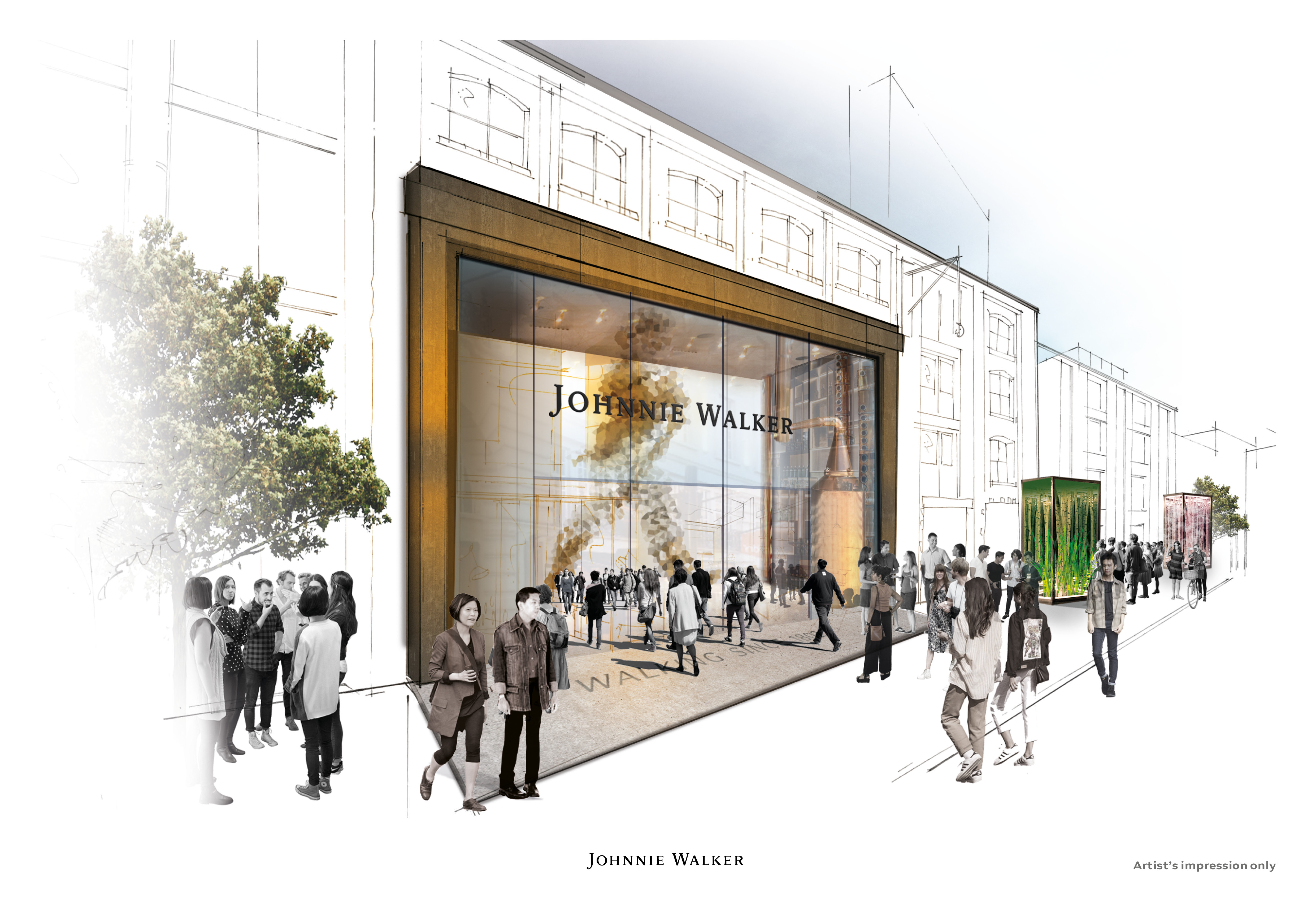 An architect's rendering of the proposed Johnnie Walker visitors' experience to be built in Edinburgh, Scotland. Image courtesy Diageo.