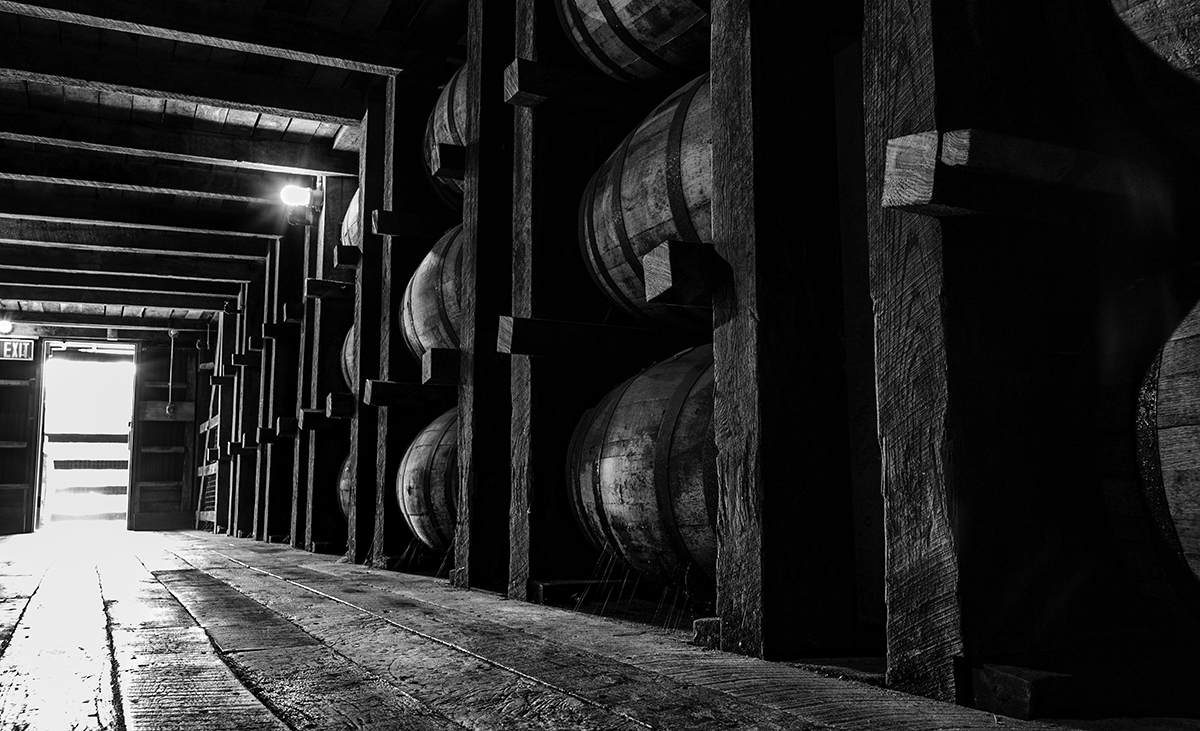 A Bourbon rickhouse at the Jim Beam Distillery in Clermont, Kentucky. File photo ©2018, Mark Gillespie/CaskStrength Media.