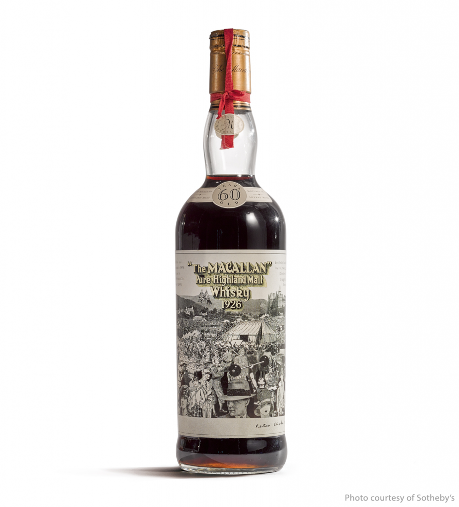 Bottle #9/12 of the Sir Peter Blake 1926 Macallan 60-year-old single malt. Image courtesy Sotheby's.
